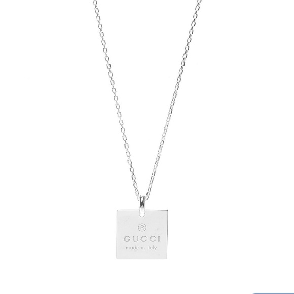 Gucci made in Italy trademark square sterling silver necklace, 18.9”, NIB. - Picture 2 of 8